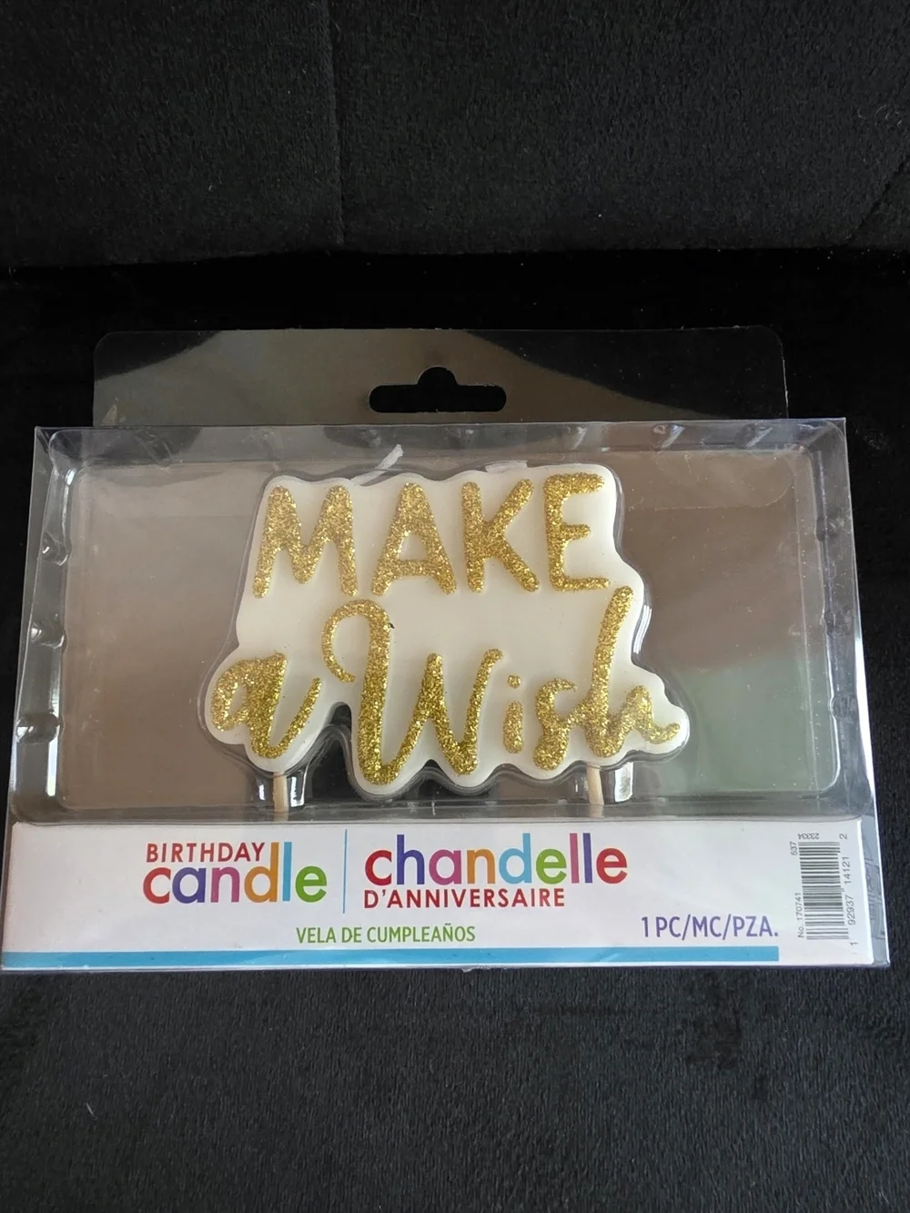 Andie Make a Wish Cake Candle - White & Gold Glitter